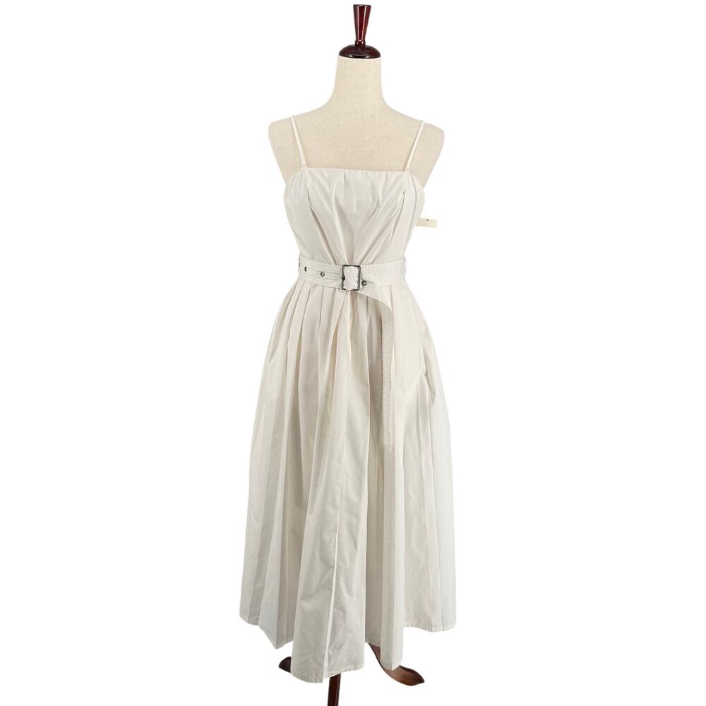 A New Day Dress Belted‎ Bandeau Maxi Sundress Womens 10 White Adjustable Straps